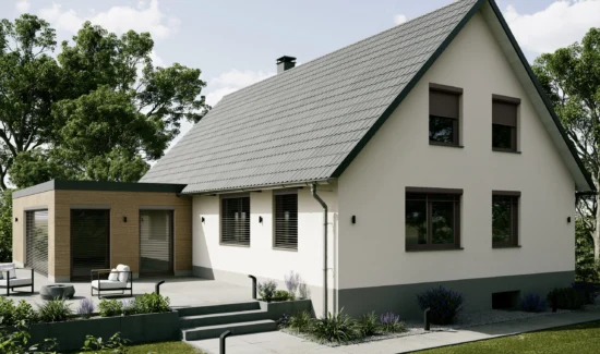 Modernes Einfamilienhaus mit großzügigem Garten und klarer Architektur