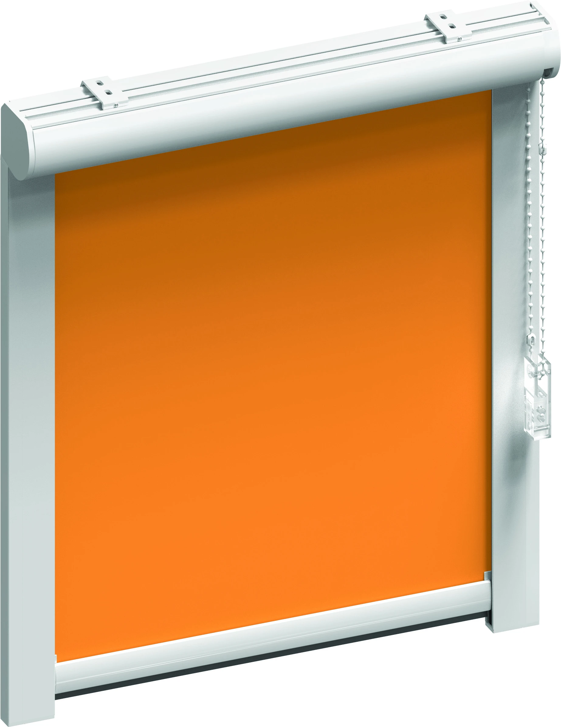 gelber Rollo mit Führungsschiene und Kassette